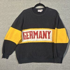 VINTAGE Nutmeg "Germany" Crewneck Sweatshirt XLarge Black Yellow Colorblock 80s